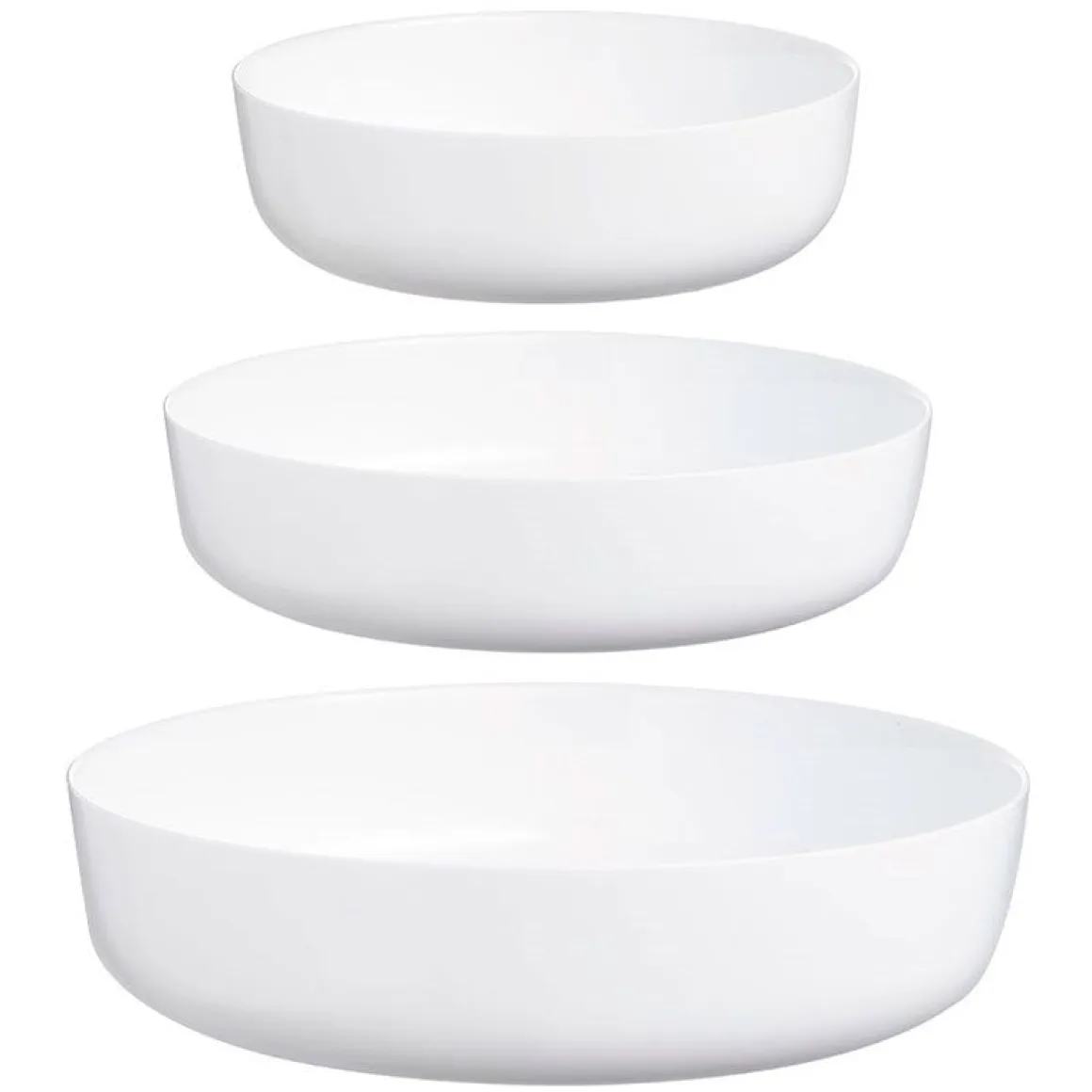 Set 3 fuentes Diwali Luminarc vidrio blanco Ø18/Ø22/Ø26 cm