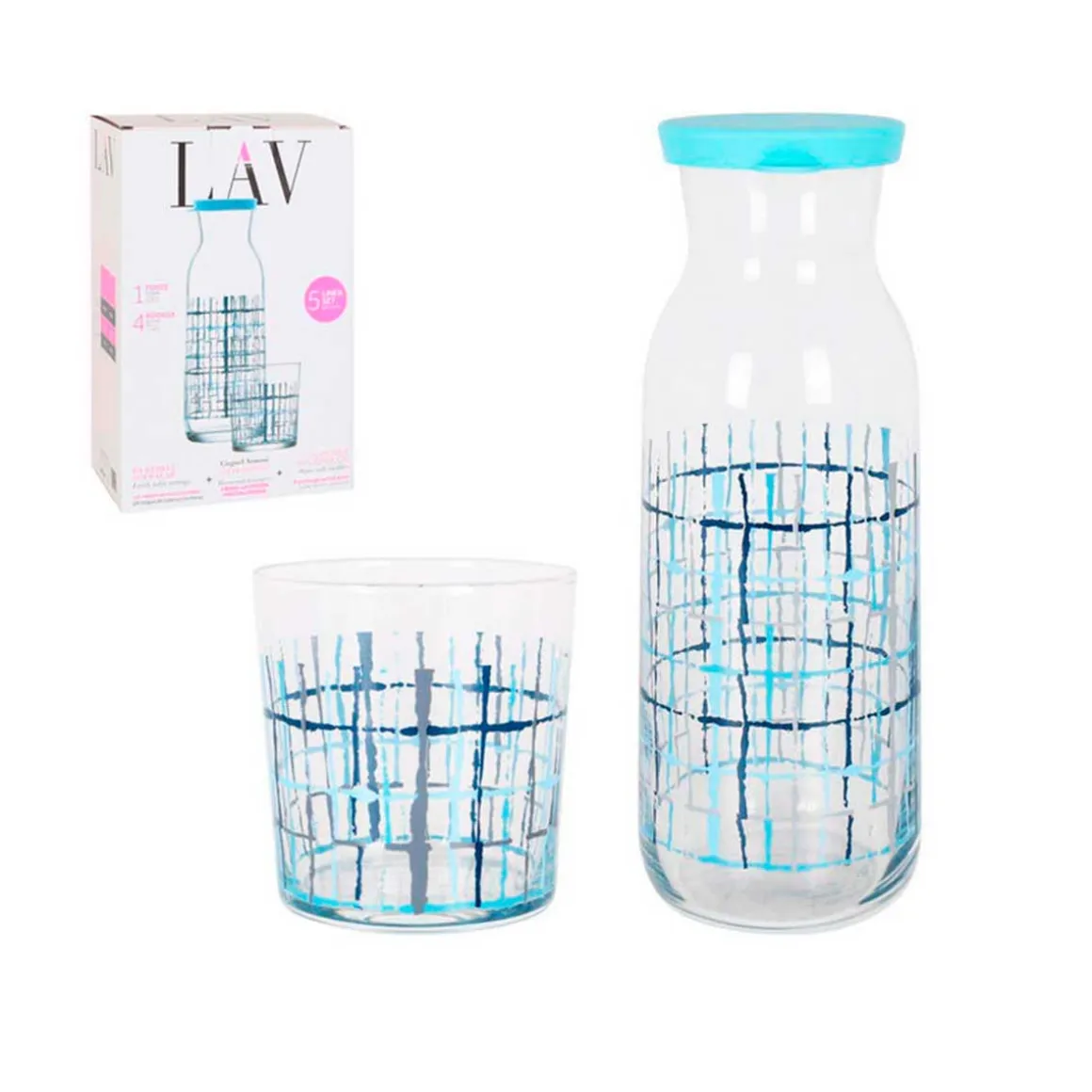 Set de 1 jarra 1/2l + 4 vasos FONSB4536S1 345cc azul