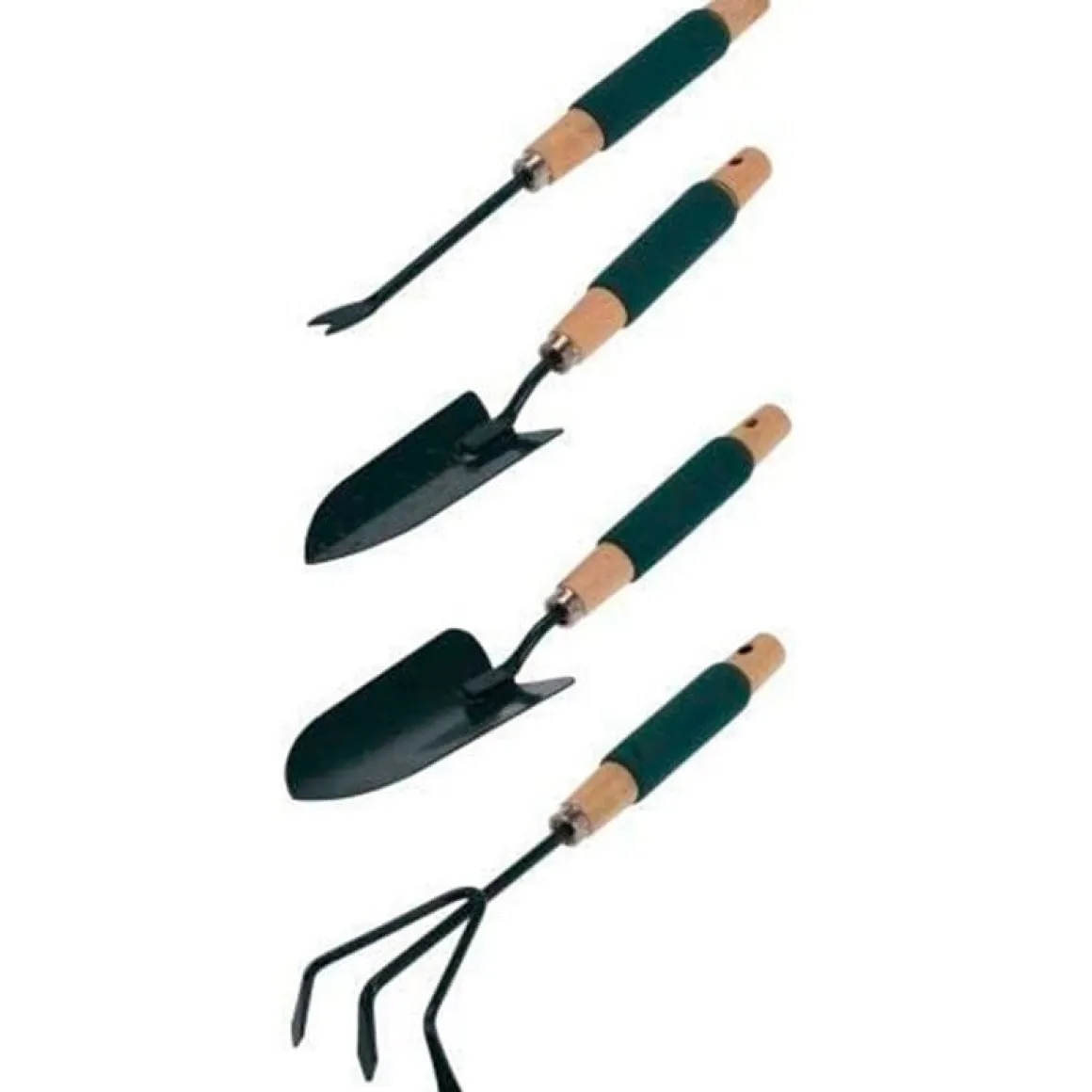 Set de 4 accesorios de jardinería Garden Tools con mango de espuma verde/natural