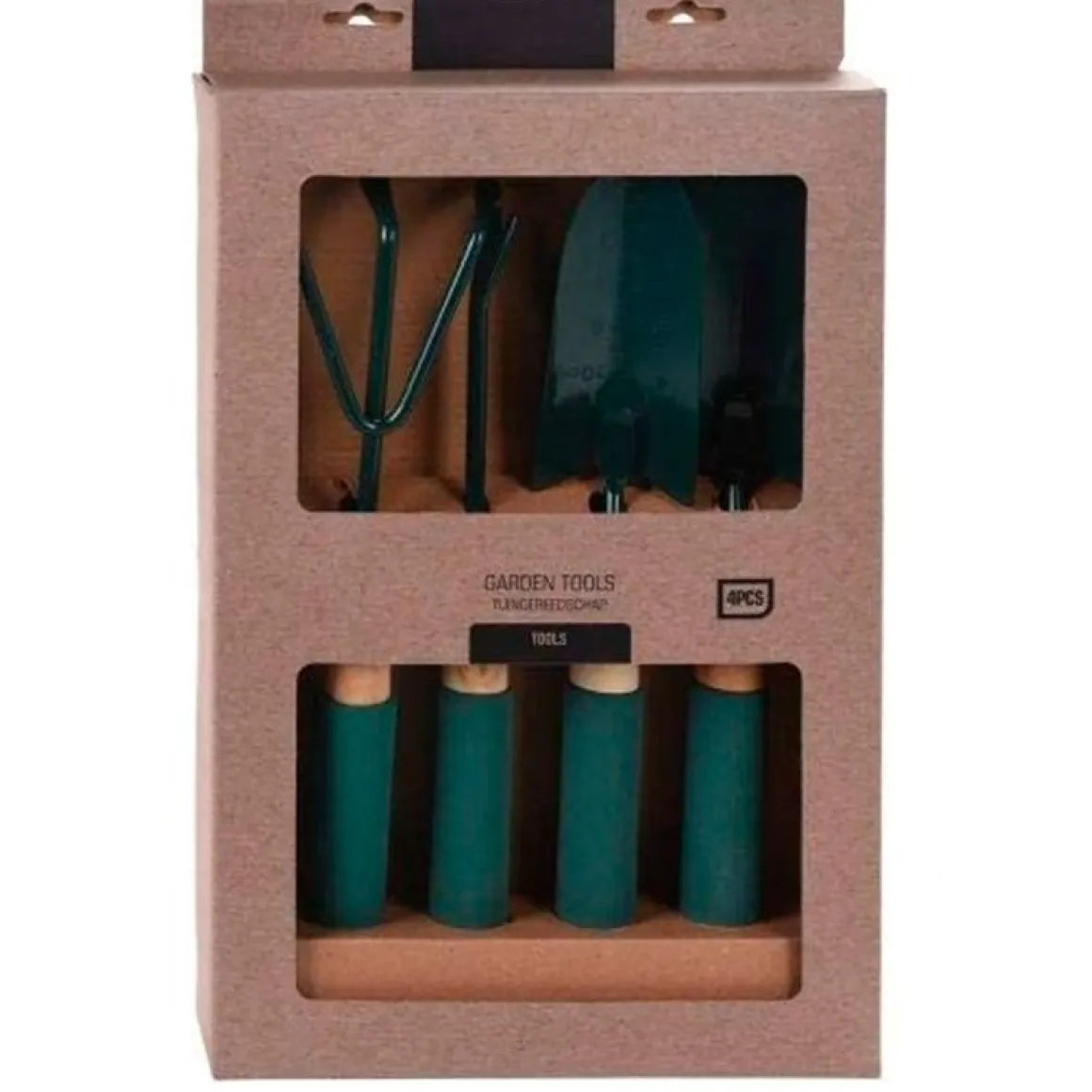 Set de 4 accesorios de jardinería Garden Tools con mango de espuma verde/natural