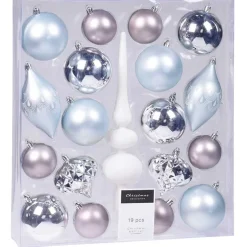 Set de 19 adornos navideños Home Sweet Home tonos plata
