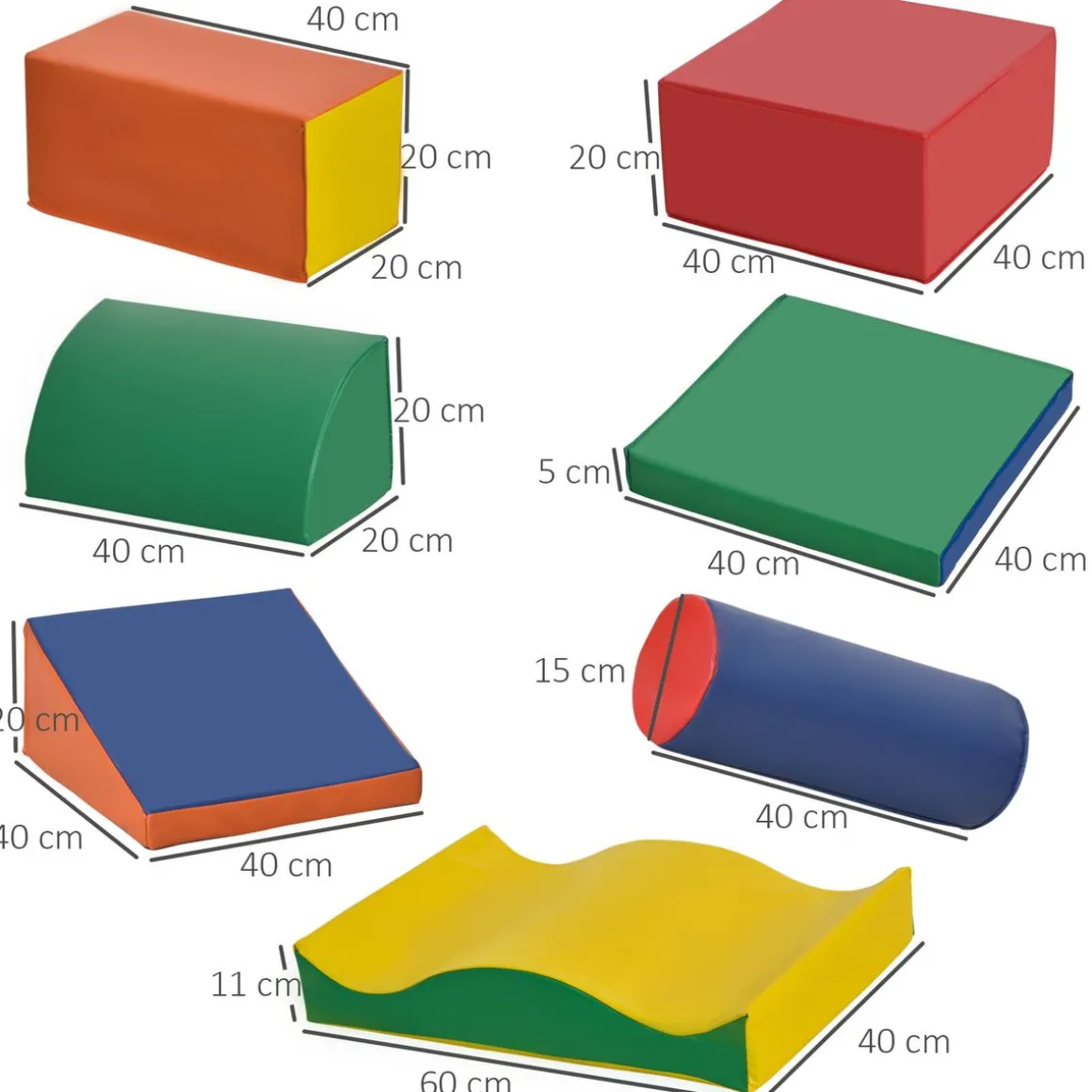 Set de 7 bloques de construcción Homcom psicomotricidad 1-3 años multicolor