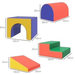 Set de 4 bloques de construcción Homcom 1-3A 39x150x50 cm