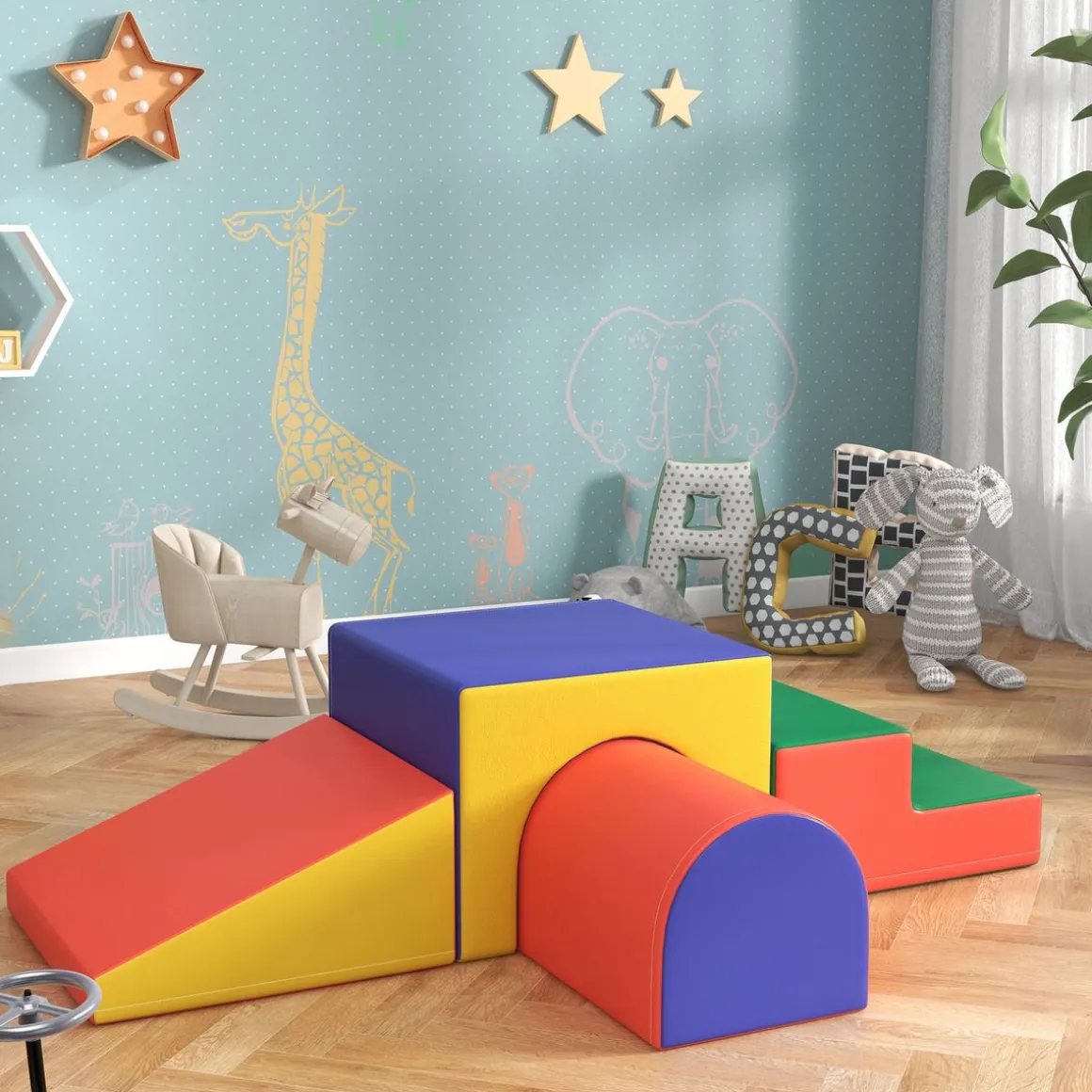 Set de 4 bloques de construcción Homcom 1-3A 39x150x50 cm