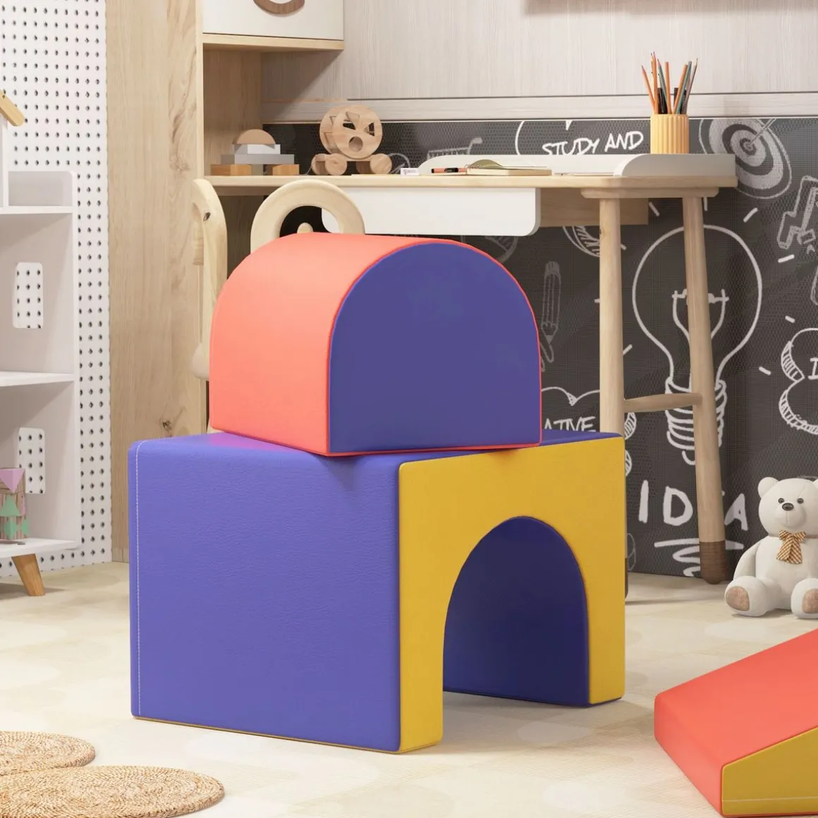 Set de 4 bloques de construcción Homcom 1-3A 39x150x50 cm