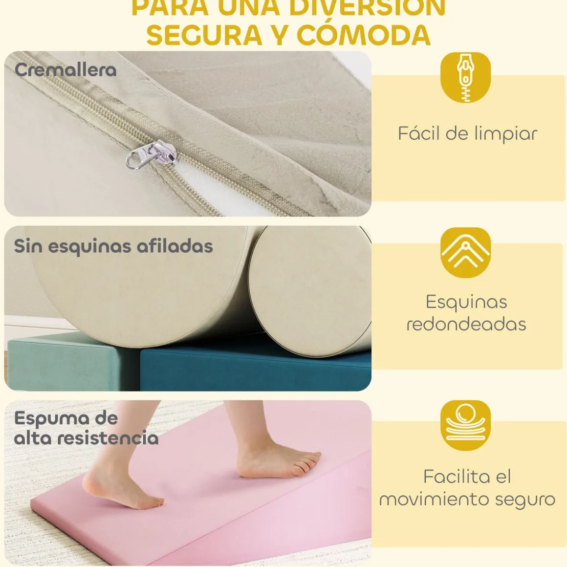 Set de 5 bloques de construcción Homcom fundas extraíbles +6 meses multicolor