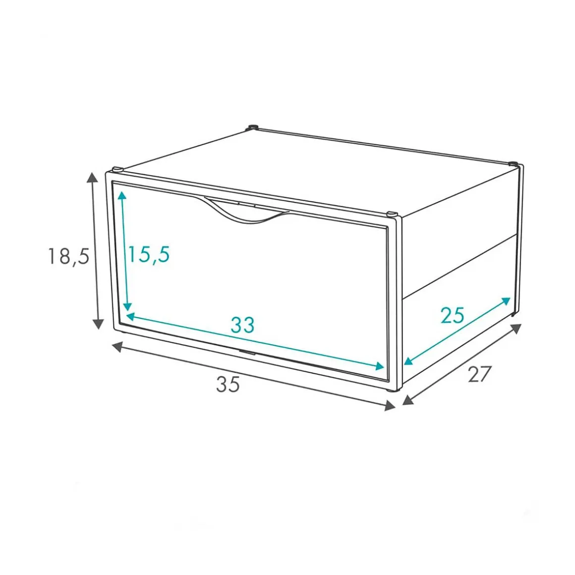 Set de 6 cajas de almacenaje con apertura frontal 18,5x35x27 cm