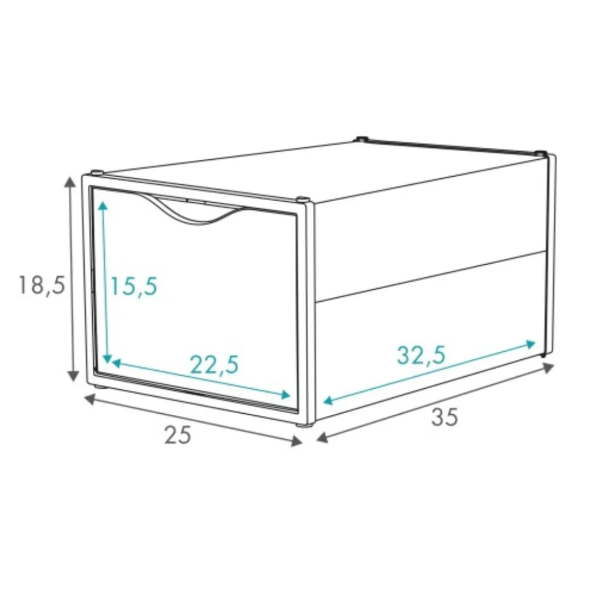 Set de 6 cajas de almacenaje con apertura frontal 18,5x25x35 cm