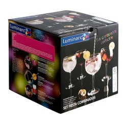 Set de 4 copas Fiesta Luminarc con cuchara mezcladora+medidor 71,5cl