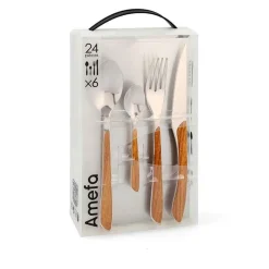 Set de 24 cubiertos Eclat Amefa acero inoxidable efecto madera