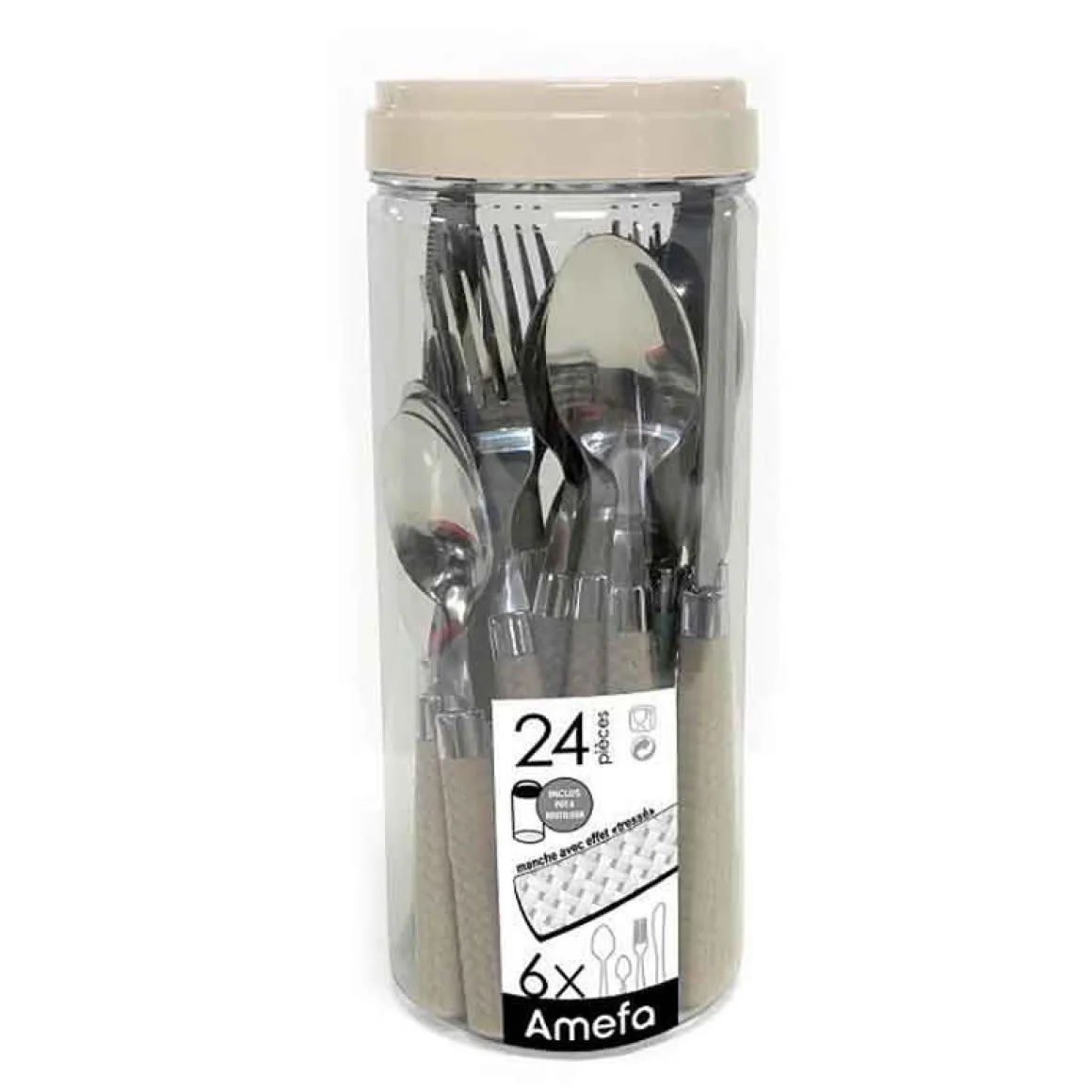 Set de 24 cubiertos Paille Amefa mango trenzado