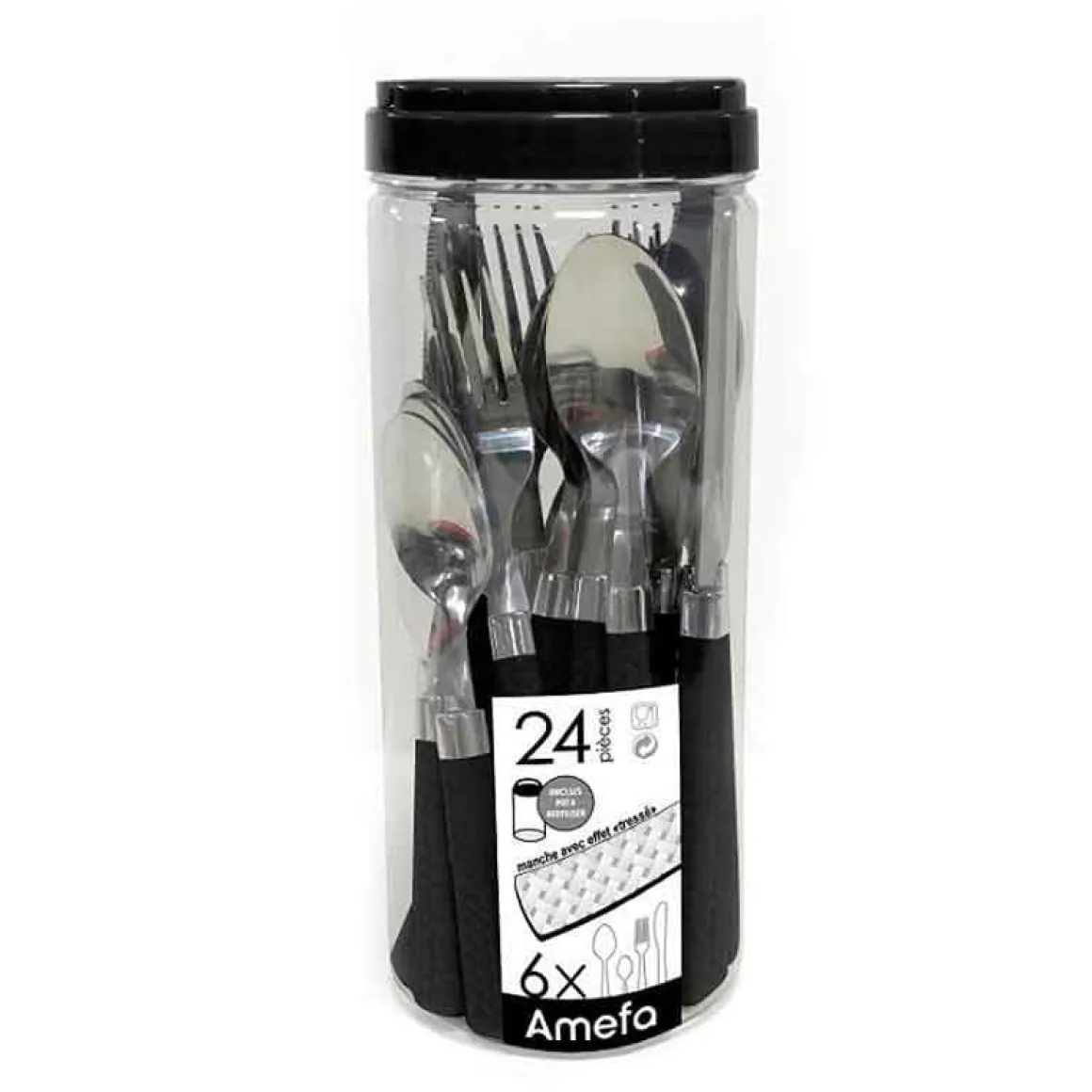Set de 24 cubiertos Paille Amefa mango trenzado