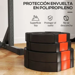 Set de 4 discos de pesas SportNow 5-10kg con orificio central negro