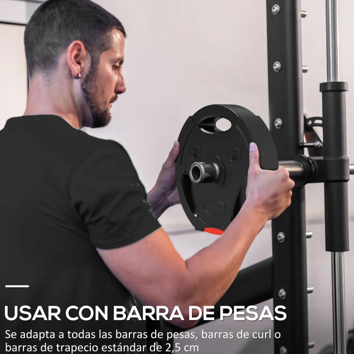 Set de 4 discos de pesas SportNow 5-10kg con orificio central negro