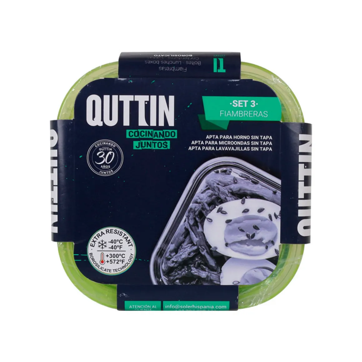 Set de 3 fiambreras Quttin termorresistentes verde