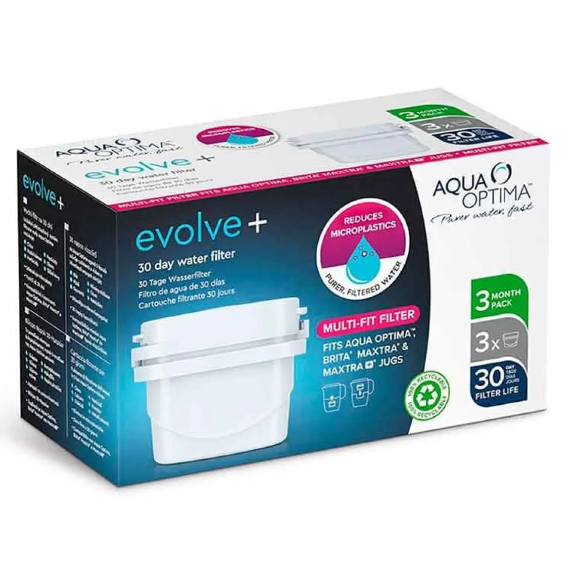 Set de 3 filtros para jarra de agua Single Life Evolve Aqua Óptima