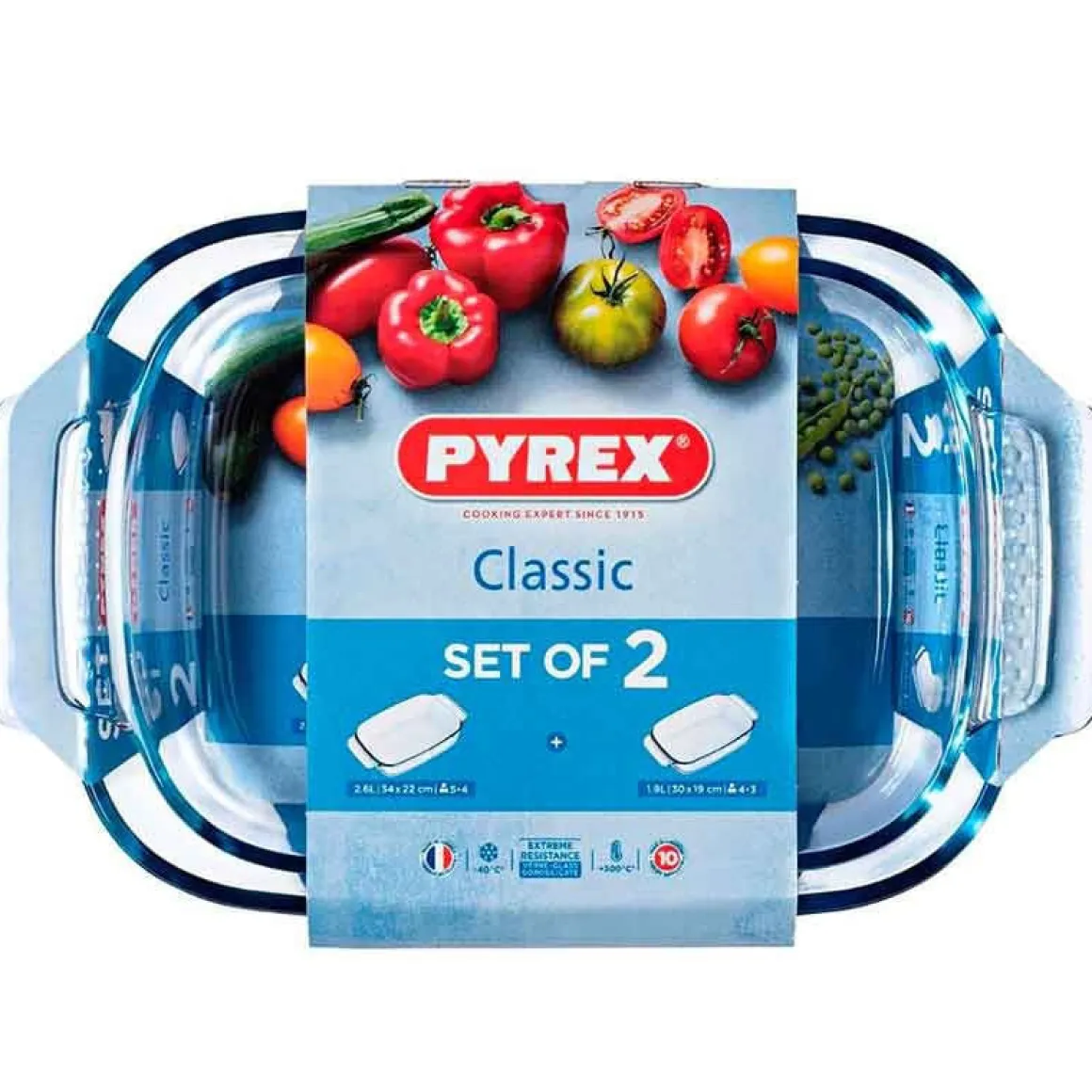 Set de 2 fuentes para horno Classic Pyrex rectangular 1,9L/2,6L
