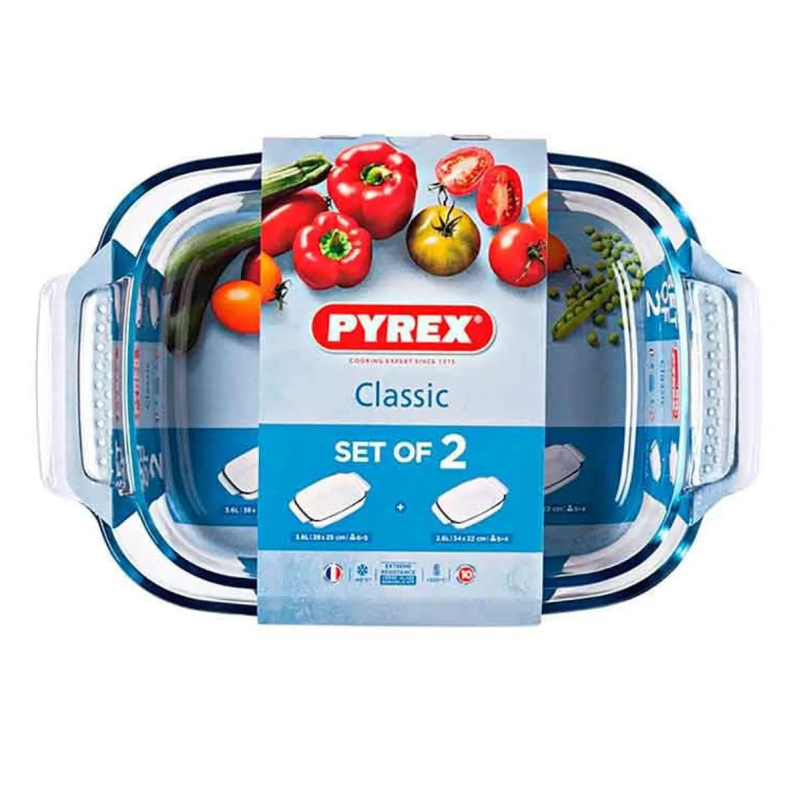 Set de 2 fuentes para horno Classic Pyrex rectangular 2,9L/3,8L