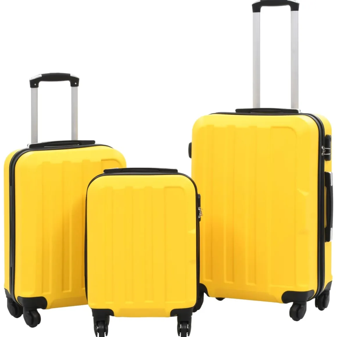 Set de 3 maletas Orlando rígidas ruedas + cerraduras amarillo