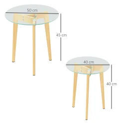 Set de 2 mesas auxiliares Primavera Homcom diseño fijo natural