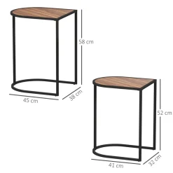 Set de 2 mesas auxiliares Castaño Homcom diseño fijo marrón oscuro