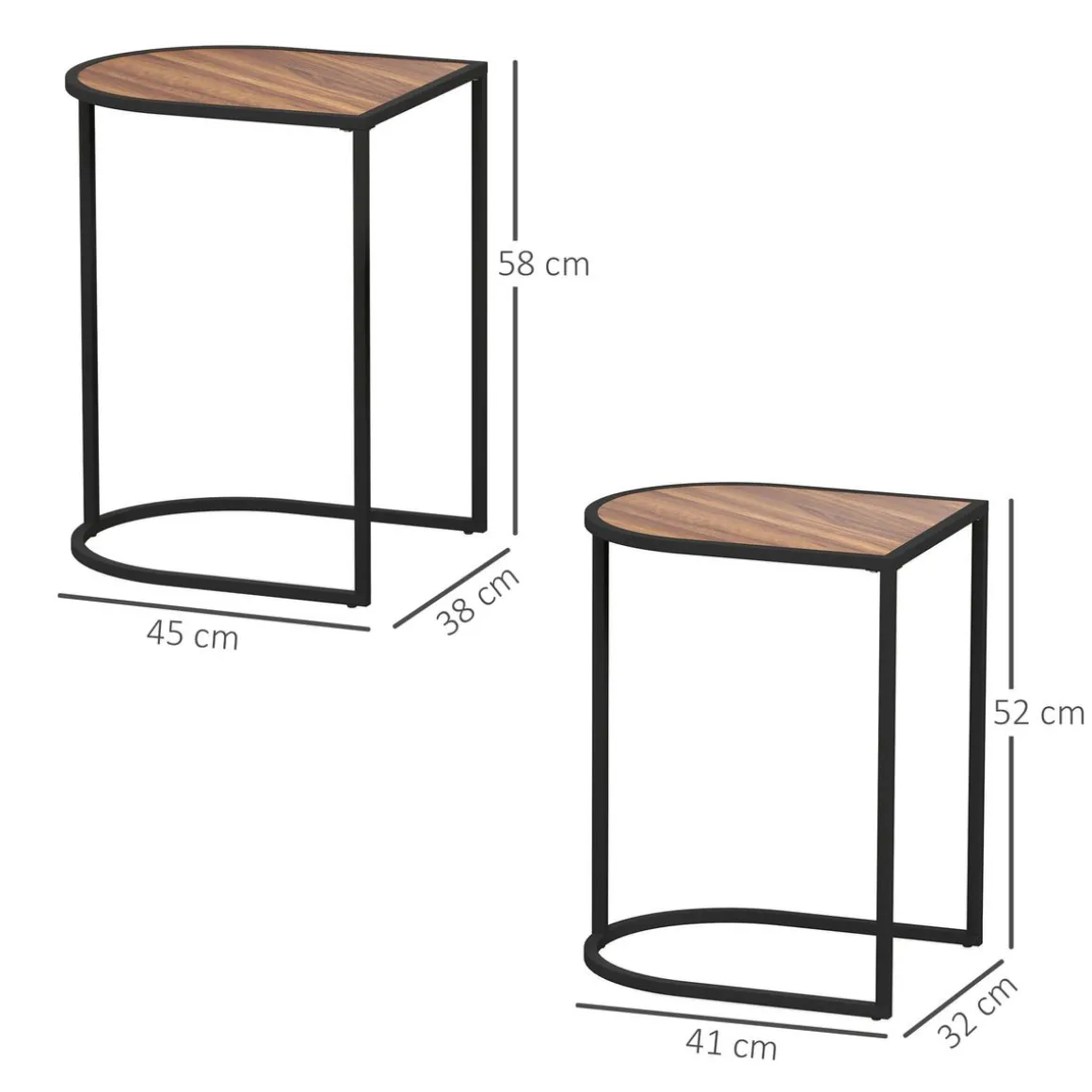 Set de 2 mesas auxiliares Castaño Homcom diseño fijo marrón oscuro