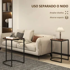 Set de 2 mesas auxiliares Castaño Homcom diseño fijo marrón oscuro