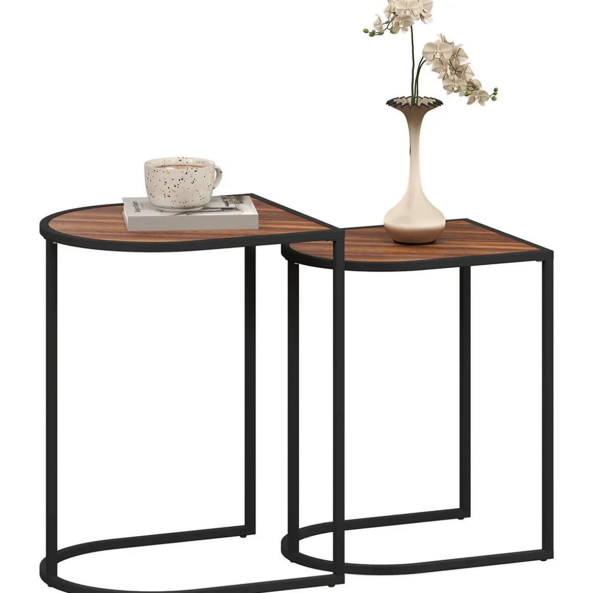 Set de 2 mesas auxiliares Castaño Homcom diseño fijo marrón oscuro