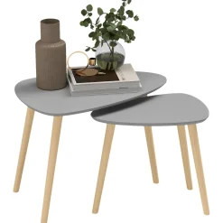 Set de 2 mesas auxiliares Bird Homcom gris/natural
