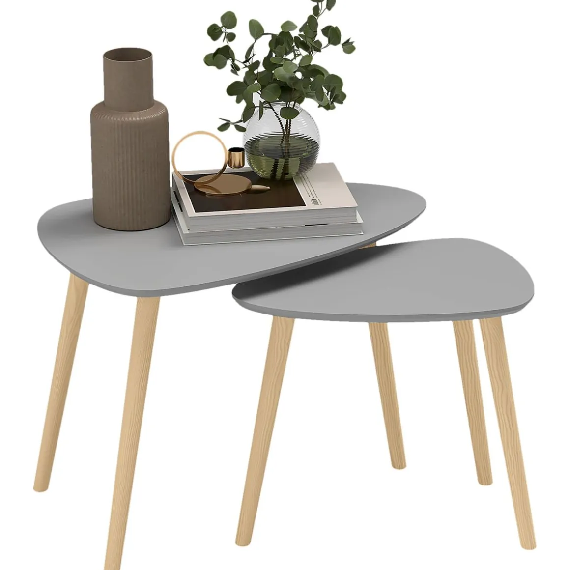 Set de 2 mesas auxiliares Bird Homcom gris/natural