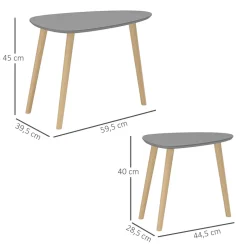 Set de 2 mesas auxiliares Bird Homcom gris/natural