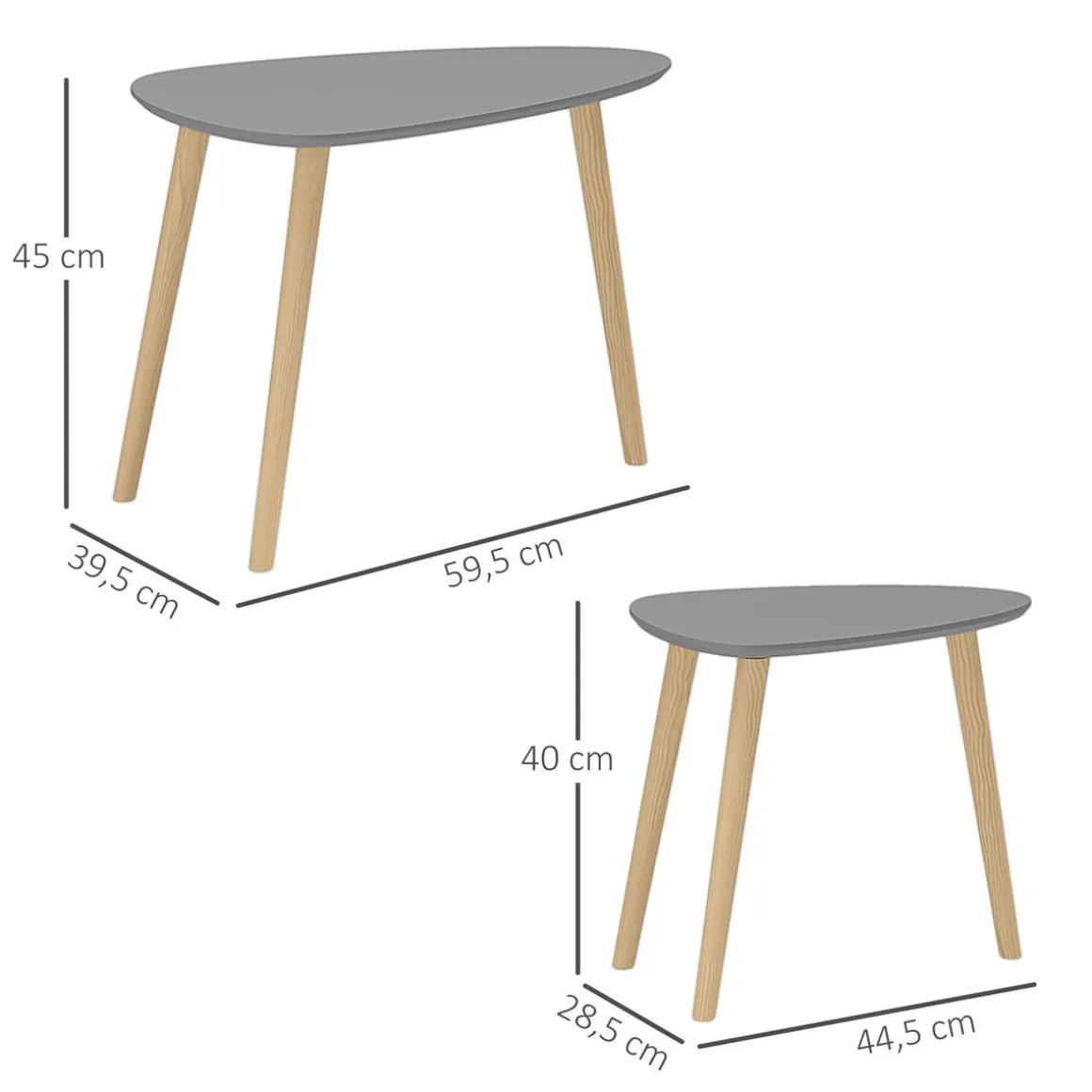 Set de 2 mesas auxiliares Bird Homcom gris/natural