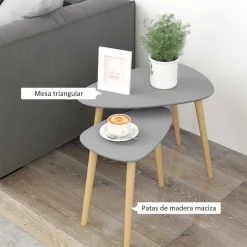 Set de 2 mesas auxiliares Bird Homcom gris/natural