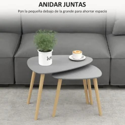 Set de 2 mesas auxiliares Bird Homcom gris/natural