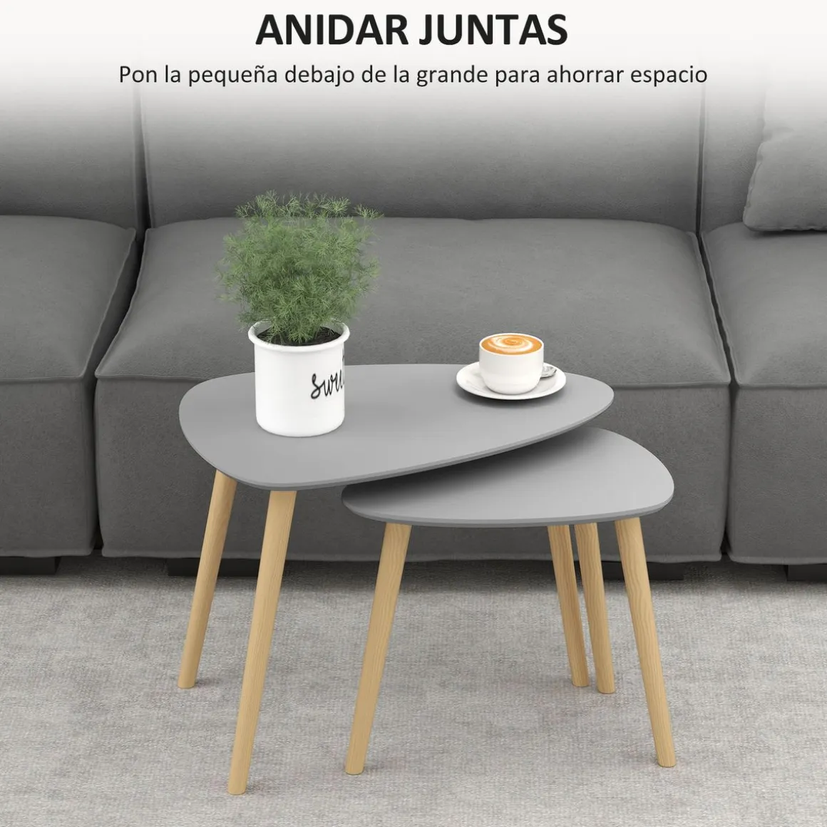 Set de 2 mesas auxiliares Bird Homcom gris/natural