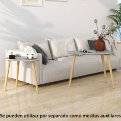 Set de 2 mesas auxiliares Bird Homcom gris/natural
