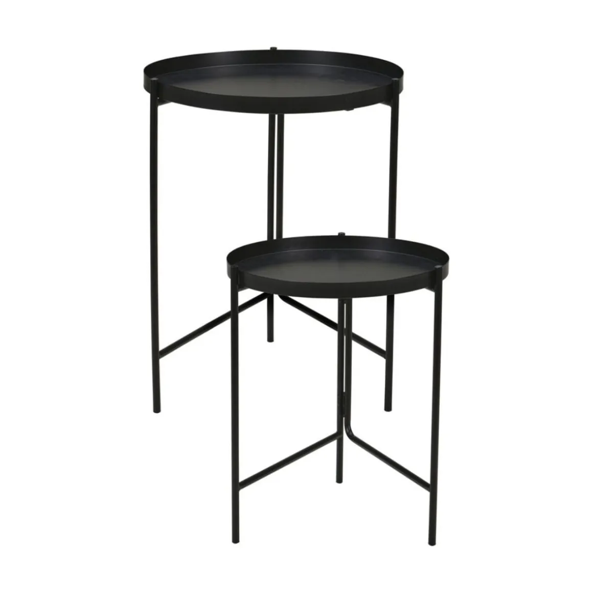 Set de 2 mesas auxiliares negro Ø36/Ø31 cm