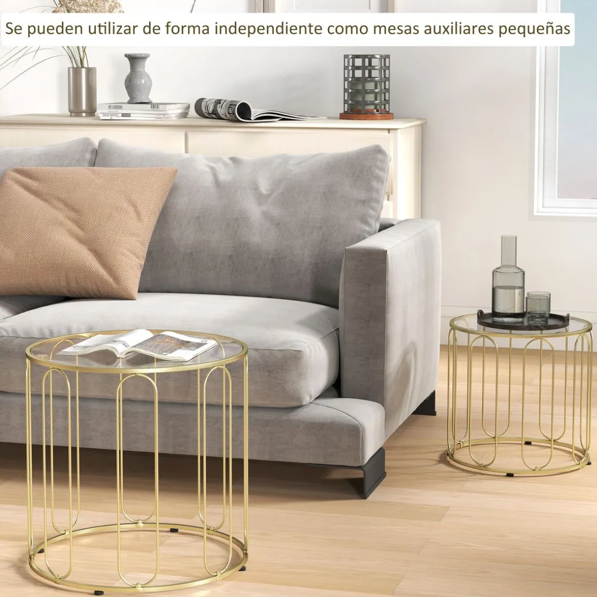 Set de 2 mesas auxiliares Viena Homcom dorado