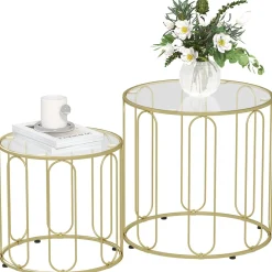 Set de 2 mesas auxiliares Viena Homcom dorado