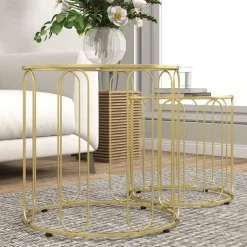 Set de 2 mesas auxiliares Viena Homcom dorado