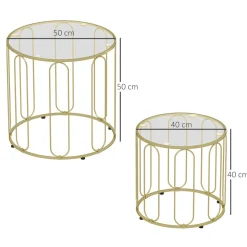 Set de 2 mesas auxiliares Viena Homcom dorado