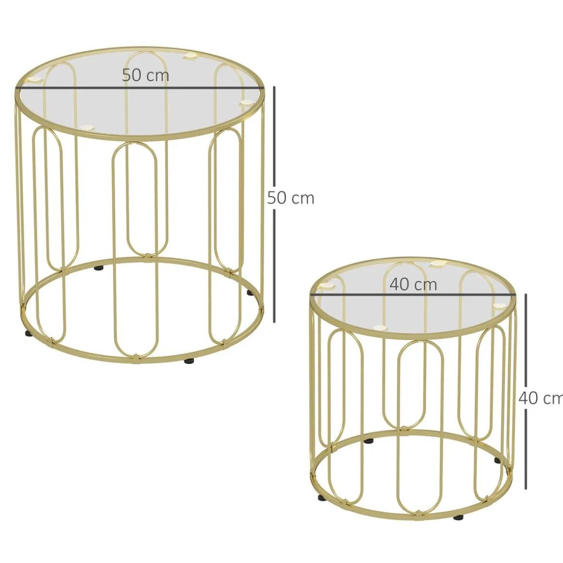 Set de 2 mesas auxiliares Viena Homcom dorado