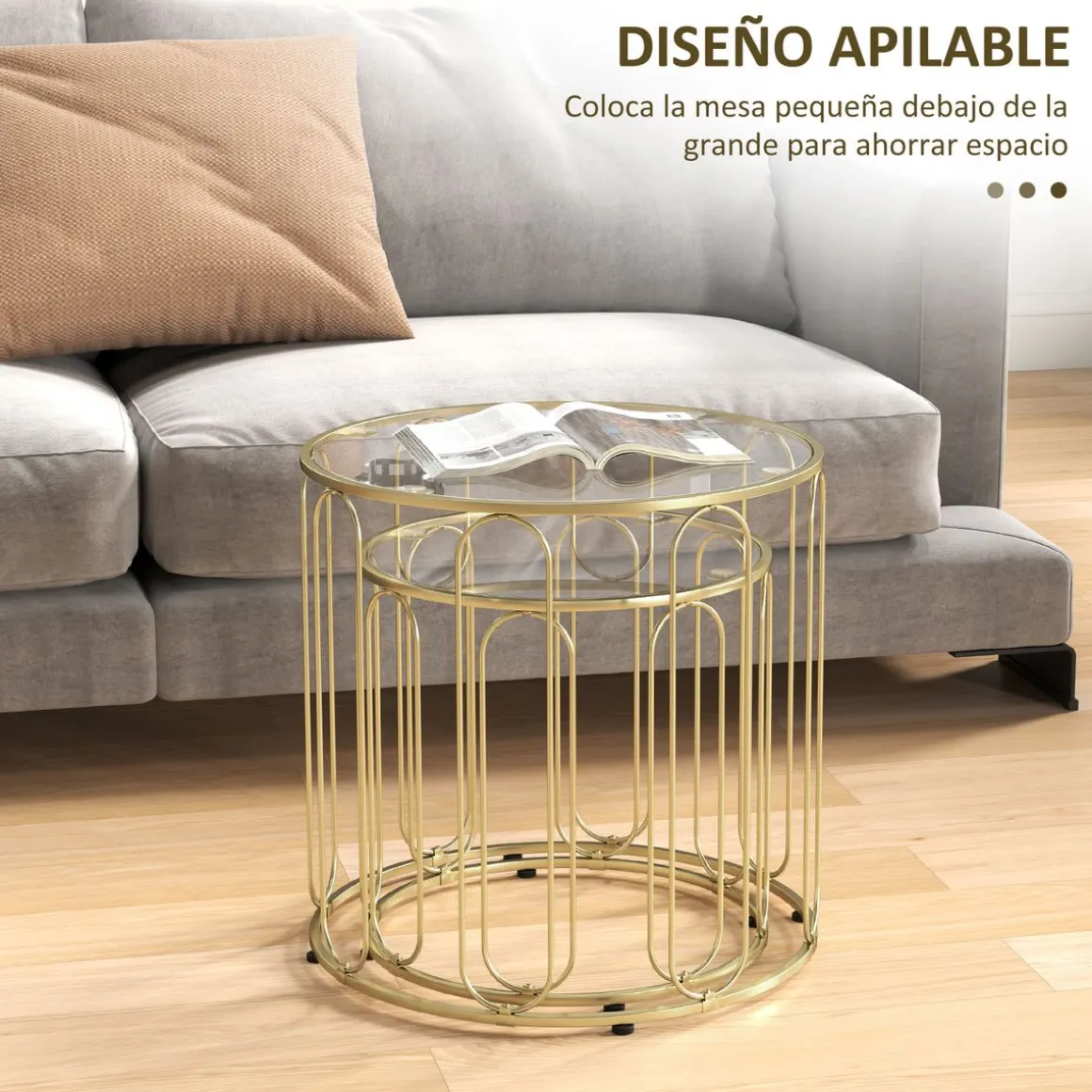 Set de 2 mesas auxiliares Viena Homcom dorado