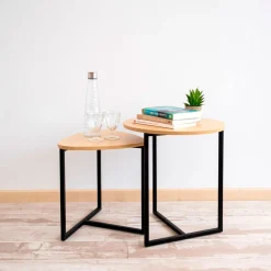 Set de 2 mesas auxiliares MOA Vinthera madera/negro