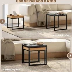 Set de 2 mesas Cassy Homcom diseño apilable