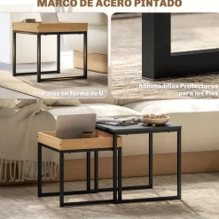 Set de 2 mesas Cassy Homcom diseño apilable