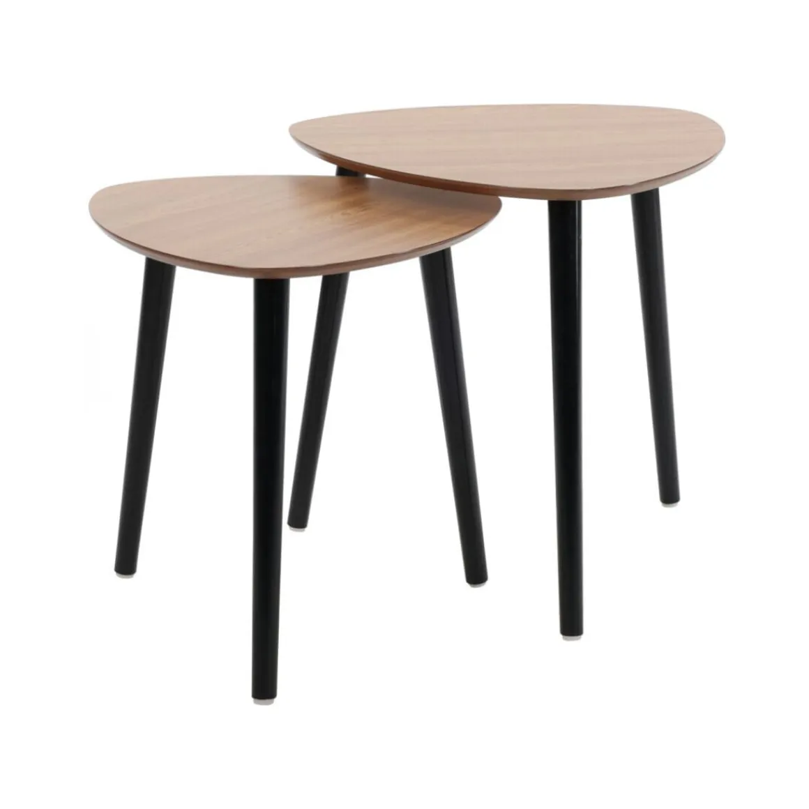 Set de 2 mesas de centro madera de pino natural/negro