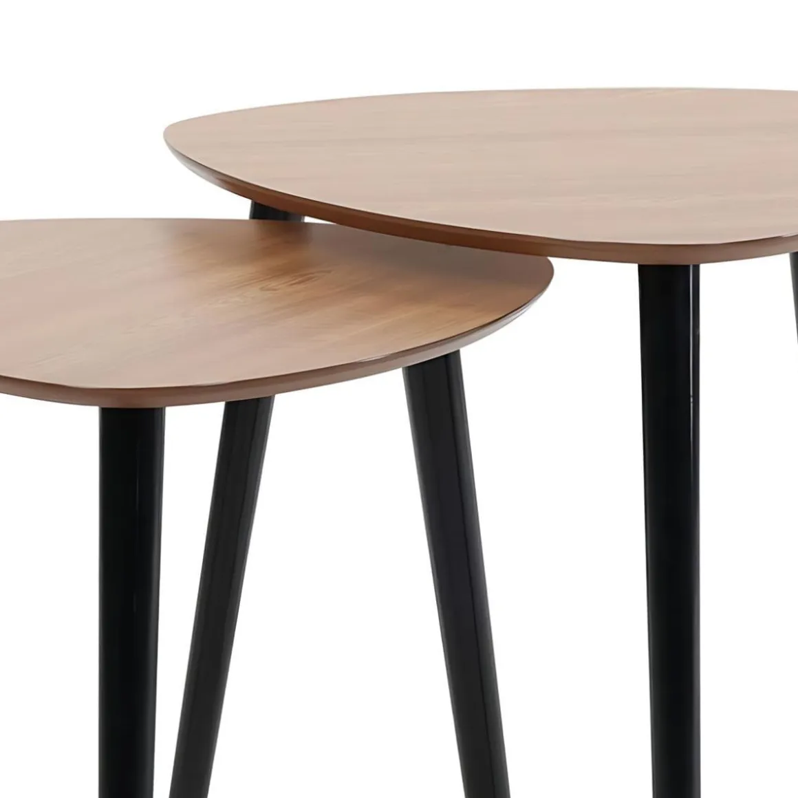 Set de 2 mesas de centro madera de pino natural/negro
