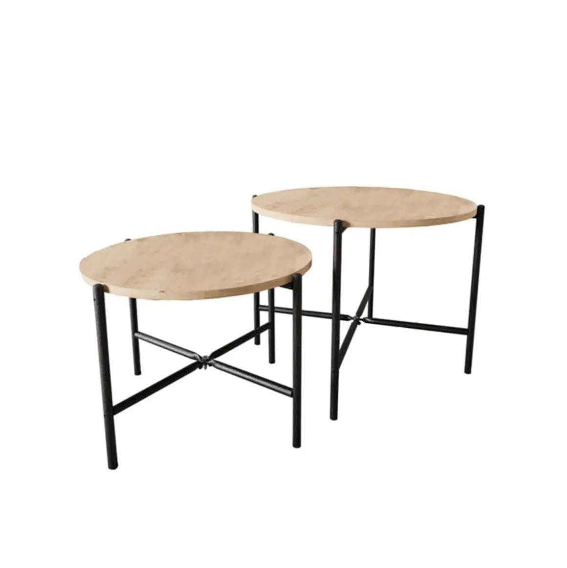 Set de 2 mesas de centro Rumba diseño fijo natural/negro