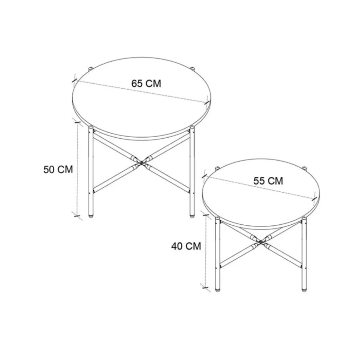 Set de 2 mesas de centro Rumba diseño fijo natural/negro